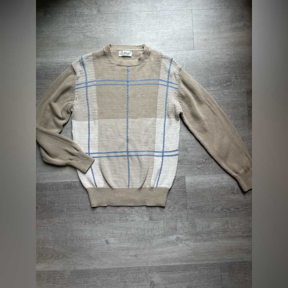 Pringle Of Scotland VTG Made In British Hong Kong Cotton Plaid Sweater Sz 40/102